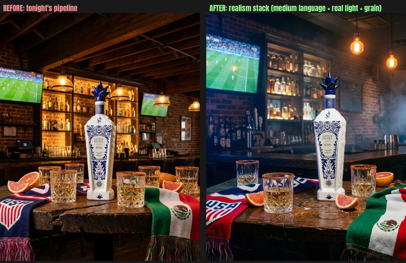 Before and after realism comparison
